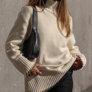 Amalie Star X Na-kd Polo Neck Knitted Sweater - Offwhite